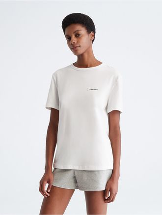 Calvin Klein Womens Icon Cotton Modal Lounge Crewneck T-Shirt - White - XS