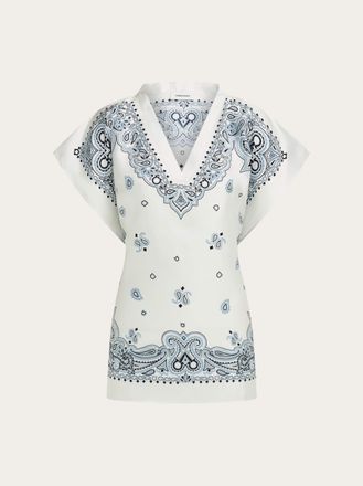 Ferragamo Donna Poncho stampa Arabesque Blu