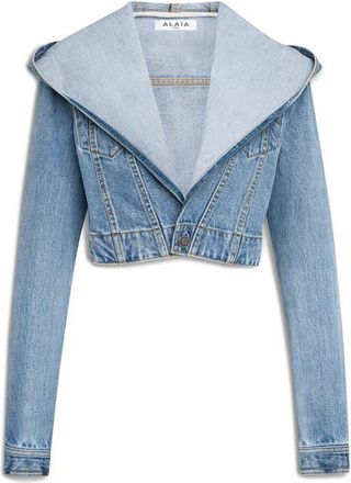 Alaia Hooded Jacket in Bleu Clair at Nordstrom, Size 8 Us