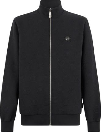 Philipp Plein Jacquard Monogram Pattern Zip-Through Knit