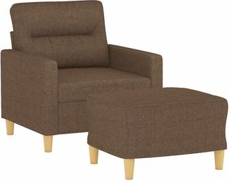 vidaXL Sill&oacute;n Con Taburete Tela Marr&oacute;n 60 Cm Vidaxl
