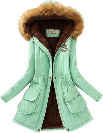 Generic Womens Warm Thickened Overcoat Warm Trendy Winter Fleece Slim Fashion Lined Hooded Snow Outwear Coat Jacket Jacket No Hood