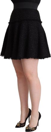 Dolce & Gabbana Womens Black Knitted Nylon High Waist Mini A-Line Skirt