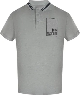 Love Moschino Heren Box Logo Katoenen Poloshirt (Grijs)