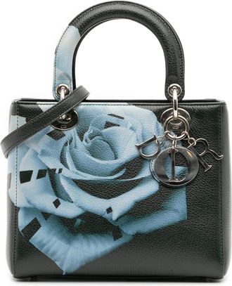 Dior Pre-owned Womens Lady Floral Print Handbag - Dark Green Leather - One Size