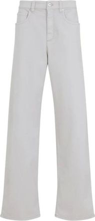 Brunello Cucinelli Wide Leg Cotton Blend Broek - Dames - Jeans - Wit - Maat: M Katoen