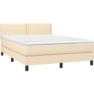 vidaXL Vidaxl - Cama Box Spring Colch&oacute;n Y Luces Led Tela Crema 140x200 Cm