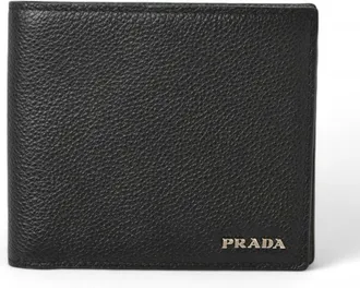 Prada Black Gray Leather Bill Wallet (Bi-Fold) (Pre-Owned)