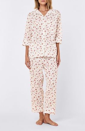 Papinelle Sleepwear Swiss Dot Crop Pajamas in Posy Floral at Nordstrom, Size X-Large