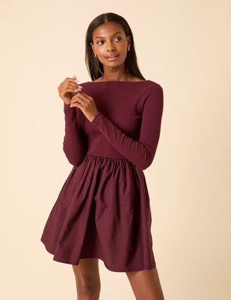 Nobody's Child Purple Scoop Neck A-Line Mini Dress