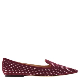 Jimmy Choo London Calix Crystal Hotfix Suede Ballerina Flats, Brand Size 36 ( US Size 6 )