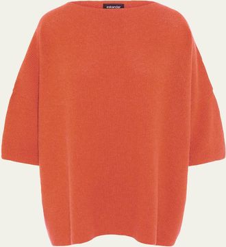Eskandar Bateau-Neck Moss Stitch Cashmere Sweater