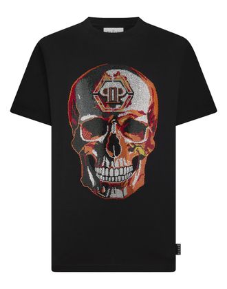 Philipp Plein Round Neck T-Shirt Lava Skull Stones