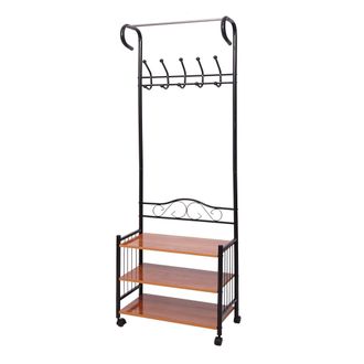 Hhg Hhg - Perchero De Metal Oshawa, Perchero De Pie Barra De Ropa, 186x65x34cm