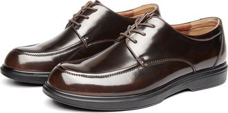 AlltheMen Mens Lace-Up Shiny Leather Dress Shoes Oxford Brogue Derby Business Formal Shoes Brown 8.5 UK