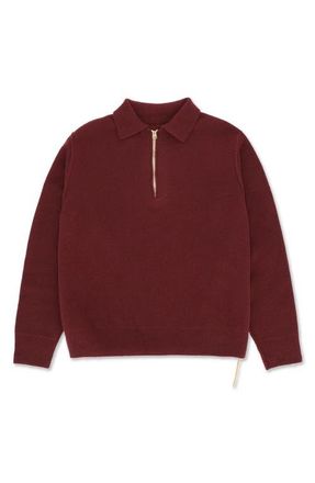 Fortela Yale Wool Sweater with Collar and Zip in Plum at Nordstrom, Size Xx-Large Eu