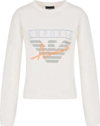Emporio Armani Witte Sweatshirt 3R2M8A2J49Z0101 - Dames - Sweatshirts - Wit - M - Hoodies & sweatvesten