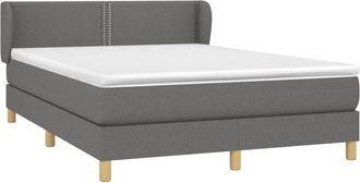vidaXL Cama Box Spring Con Colch&oacute;n Tela Gris Oscuro 140x190 Cm Vidaxl