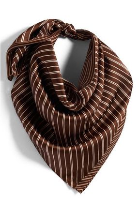 Rag & Bone Gia Silk Square Scarf in Brown Stripe at Nordstrom