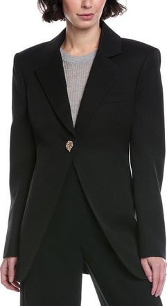 Oscar De La Renta Oscar De La Renta Peak Lapel Silk-Lined Wool Blazer