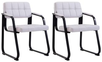 Clp Set de 2 sillas con patas de metal y asiento en Simil cuero Blanco