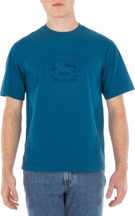 Burberry Oak Leaf Crest Embroidered Cotton Crewneck T-Shirt, Size Medium