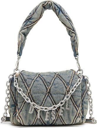 Diesel Charm-D S-Small handbag in quilted denim - Shoulder Bags - Woman - Blue