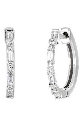 Bony Levy Gatsby Diamond 12mm Hoop Earrings in 18K White Gold at Nordstrom, Size 12 Mm