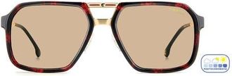 Carrera Victory 59mm Photochromic Square Sunglasses in Red Havana/Brw Ft Ar at Nordstrom