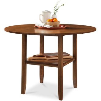 Best Choice Products Round Dining Table, 42 Small Kitchen Dining Table for 4 w/ Dual Leaf