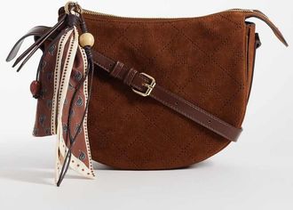 Accessorize Borsa a tracolla in camoscio sintetico color cammello con foulard-Neutro