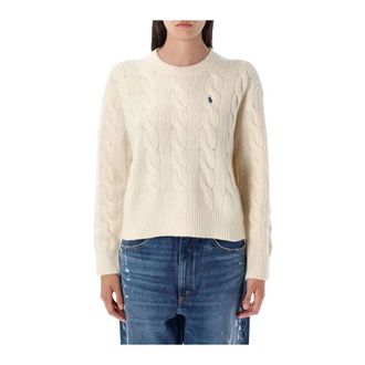 Polo Ralph Lauren Maglione Girocollo in Cotone a Treccia - - Knitwear - Donna - Beige - M