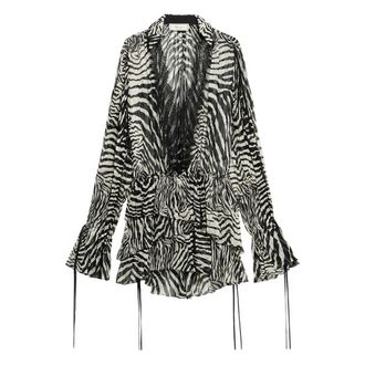 Blumarine Lace-trim Zebra-print Mini Dress