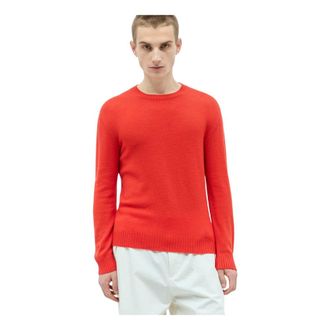 Jil Sander Round-neck Knitwear, male, Red, XL, Crewneck Wool Jumper