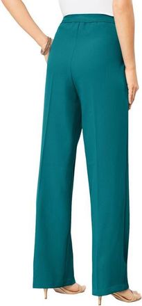 Roaman's Plus Size Wide Leg Bend Over Pant in Tropical Teal at Nordstrom, Size 34