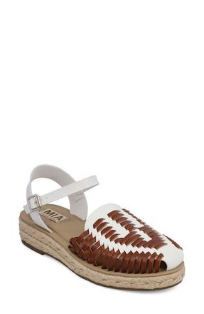 Mia Eshani Ankle Strap Espadrille Sandal in White/Cogn at Nordstrom, Size 6.5
