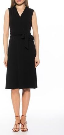 Alexia Admor Dane Tie Waist Midi Dress in Black at Nordstrom Rack, Size X-Large