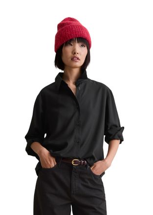 Marc O'Polo Denim Langarmbluse MARC OPOLO DENIM relaxed fit aus LENZING ECOVERO, Damen, Gr. S, schwarz, Web, Obermaterial: 100% Viskose, relaxed fit normal, 1-Knopf-Man