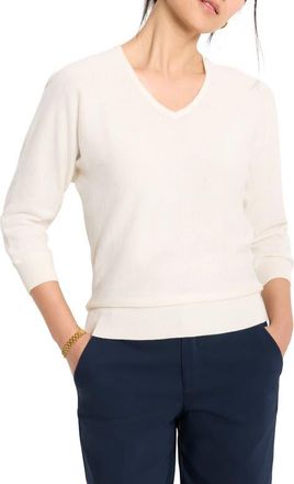 Nic+Zoe Easy Cotton V-Neck Sweater in Classic Cream at Nordstrom, Size X-Large