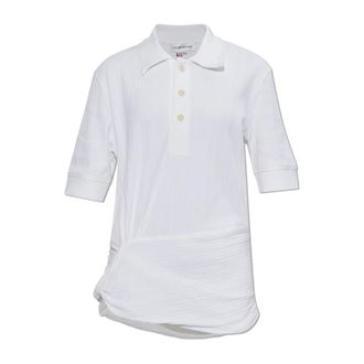 Victoria Beckham Polo Shirts, female, White, Size: M Twist Detail Polo Top