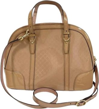 Gucci Pre-owned Handbags, female, Beige, Size: ONE SIZE Pre-owned Micro GG Patent 2way Handbag