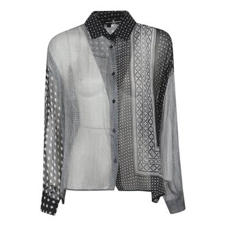 Ermanno Scervino Shirts, female, Black, Size: 2XS ST. Fazzolet Patchwork Shirt