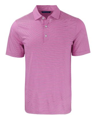 Cutter & Buck Mens Forge Eco Double Stripe Stretch Recycled Polo Shirt, Gelato/White, 3XL