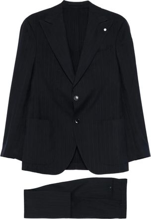 Luigi Bianchi Mantova Rok met krijtstreep - Blauw