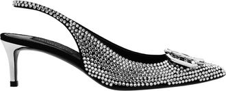 Philipp Plein Gothic Plein Slingback Pumps - Dames - Pumps - Grijs - 36 EU - Leer - Schoenen