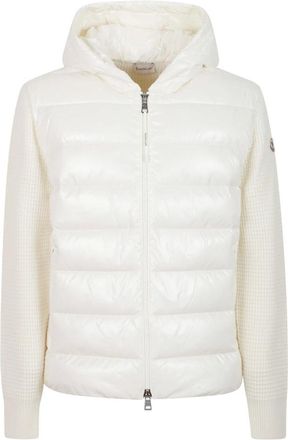 Moncler Nylon jack met mouwen van wol en kasjmier - Heren - Jassen - Wit - Maat: L Wol