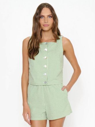 Show me your Mumu Maren Top In Field Green Gingham