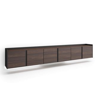Skraut Home Mueble tv efecto madera roble oscuro y negro 309x35x50cm colgado
