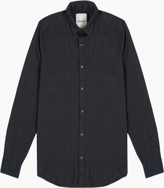 Lyle & Scott Mens Lyle & Scott Navy Blue Jacquard Interlock Shirt - Black - Size: Regular/36