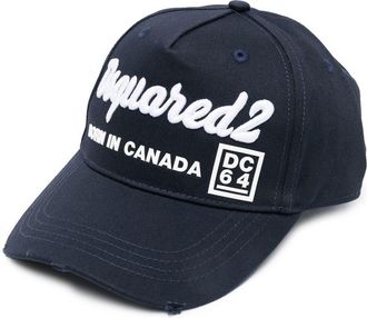 Dsquared2 logo-print cap - men - Polyester/Cotton - One Size - Blue